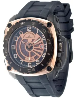 4236-BRG-i6 Швейцарський годинник Zeno-Watch Basel Mistery Square, Auto, bk PVD case, bk rubber strap