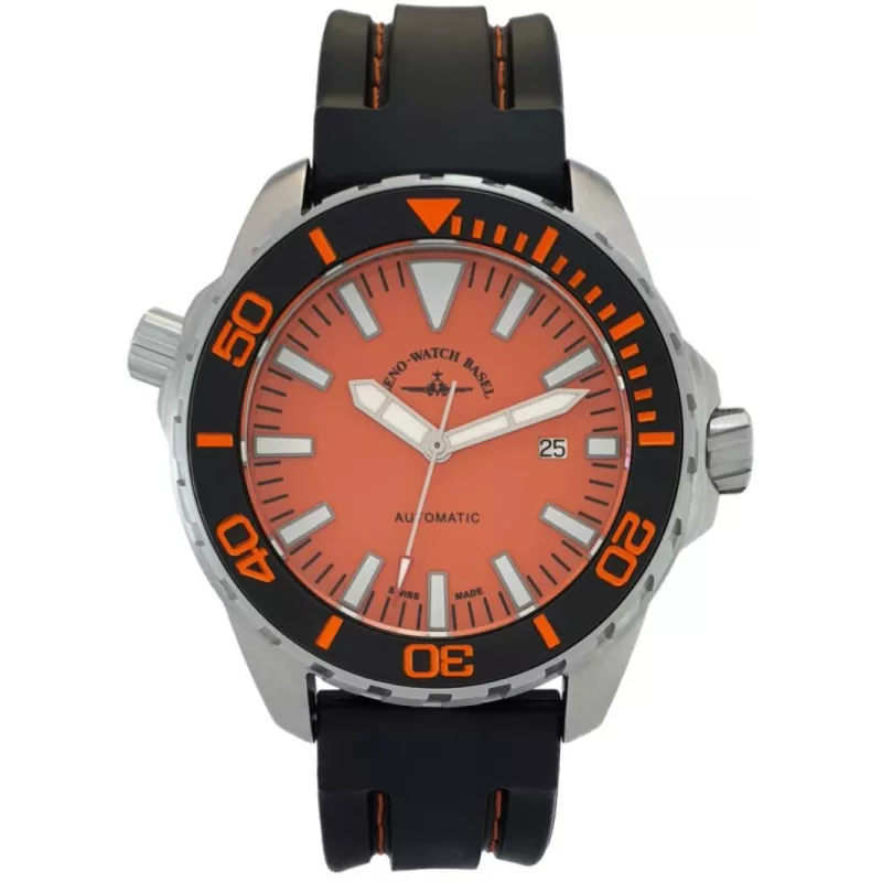 6603-a5 Zeno-Watch Basel ProDiver II, Auto, oranžová dial, bk rubber strap