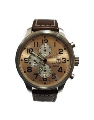 8557 Швейцарський годинник Zeno-Watch Basel, Auto., Chrono, copper dial, D, brown leather strap