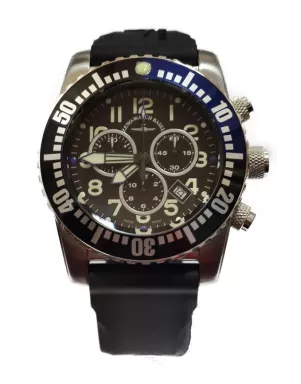 6349Q-CHR-a1-4 Швейцарський годинник Zeno-Watch Basel Diver, Quartz, Chrono, black/blue bezel, Mineral, bk rubber strap