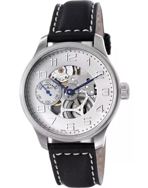 8558S-e2 Швейцарський годинник Zeno-Watch Basel Mech, Skeleton, white dial, chromed fig, bk leather strap
