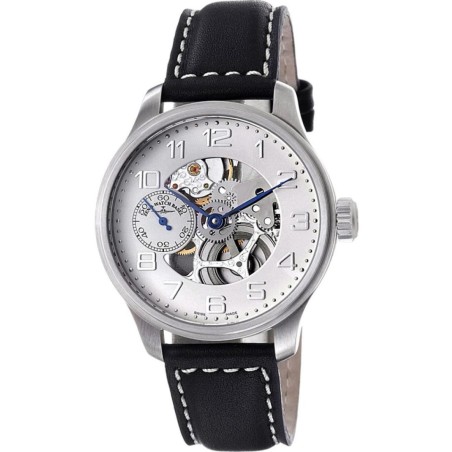 8558S-e2 Швейцарський годинник Zeno-Watch Basel Mech, Skeleton, white dial, chromed fig, bk leather strap