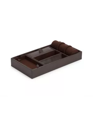 306406 Blake Valet Tray W/Watch Cufflink WOLF Brown Pebble