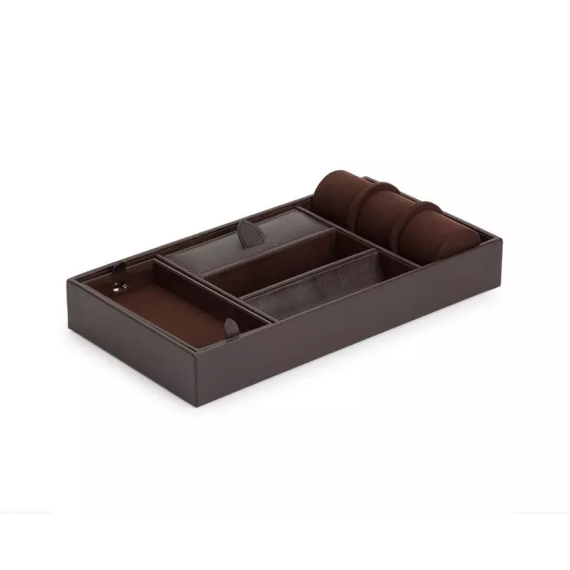 306406 Blake Valet Tray W/Watch Cufflink WOLF Brown Pebble