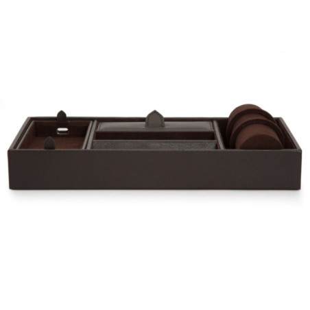 306406 Blake Valet Tray W/Watch Cufflink WOLF Brown Pebble