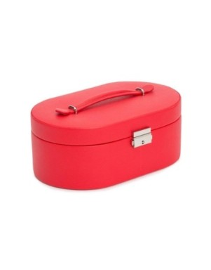 280514 Heritage Oval Jewelry Box - Red Saffiano Wolf
