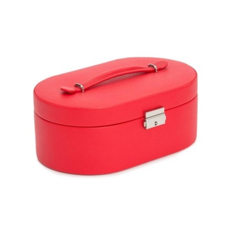280514 Heritage Oval Jewelry Box - Red Saffiano Wolf