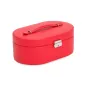 280514 Heritage Oval Jewelry Box - Red Saffiano Wolf