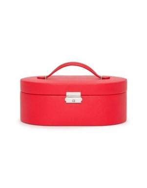 280514 Heritage Oval Jewelry Box - Red Saffiano Wolf