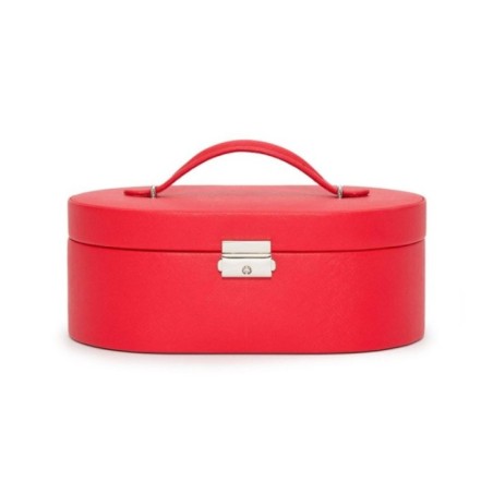 280514 Heritage Oval Jewelry Box - Red Saffiano Wolf