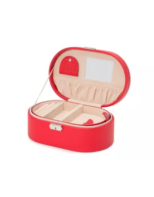280514 Heritage Oval Jewelry Box - Red Saffiano Wolf