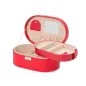 280514 Heritage Oval Jewelry Box - Red Saffiano Wolf