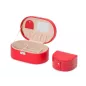 280514 Heritage Oval Jewelry Box - Red Saffiano Wolf