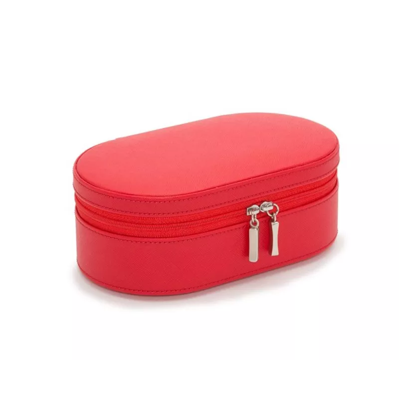 280614 Heritage Oval Zip Case - Red Saffiano Wolf