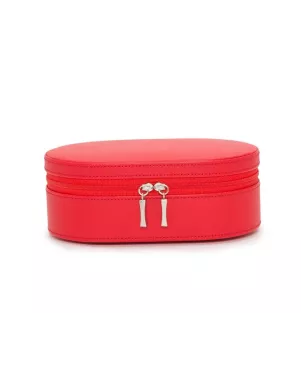 280614 Heritage Oval Zip Case - Red Saffiano Wolf