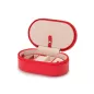 280614 Heritage Oval Zip Case - Red Saffiano Wolf