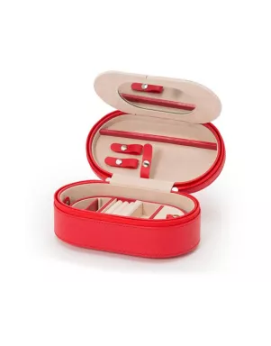 280614 Heritage Oval Zip Case - Red Saffiano Wolf