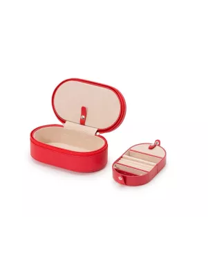 280614 Heritage Oval Zip Case - Red Saffiano Wolf