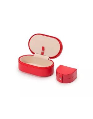 280614 Heritage Oval Zip Case - Red Saffiano Wolf