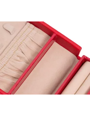 281214 Heritage Fold-out Jewelry Box - Red Saffiano Wolf