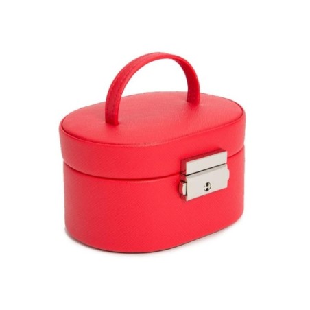 281414 Heritage Mini Oval Box - Red Saffiano Wolf