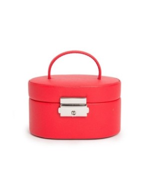 281414 Heritage Mini Oval Box - Red Saffiano Wolf