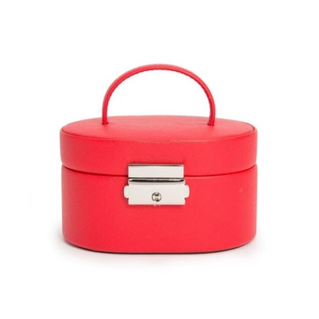 281414 Heritage Mini Oval Box - Red Saffiano Wolf