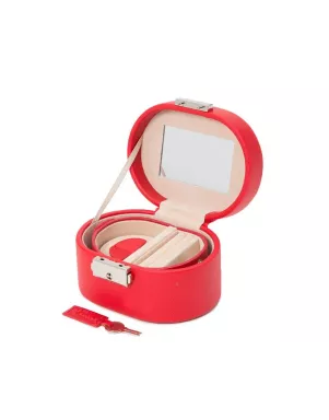 281414 Heritage Mini Oval Box - Red Saffiano Wolf