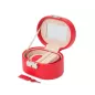 281414 Heritage Mini Oval Box - Red Saffiano Wolf
