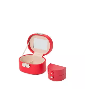 281414 Heritage Mini Oval Box - Red Saffiano Wolf