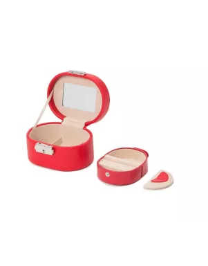 281414 Heritage Mini Oval Box - Red Saffiano Wolf