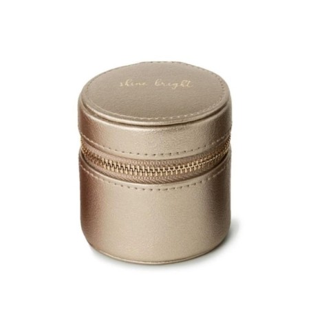 886278 Round Mini Zip Case - Pewter Wolf