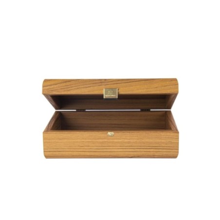 BO.VE30A Manopoulos Walnut Wooden Box with natural Italian Olive Burl top 24x17x8cm