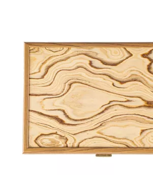 BO.VE30A Manopoulos Walnut Wooden Box with natural Italian Olive Burl top 24x17x8cm
