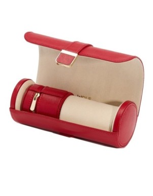 213972 Palermo Double Watch Roll With Jewelry Pouch - Red WOLF