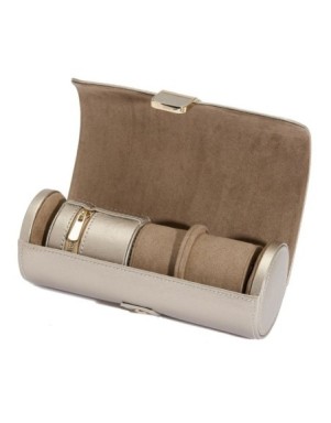 213978 Palermo Double Watch Roll With Jewelry Pouch - Pewter WOLF