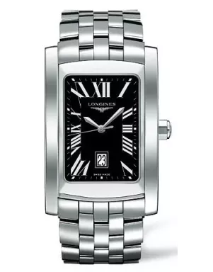 LONGINES DolceVita XL DATE Stainless Steel Black Roman WATCH SET L5.686.4.79.6
