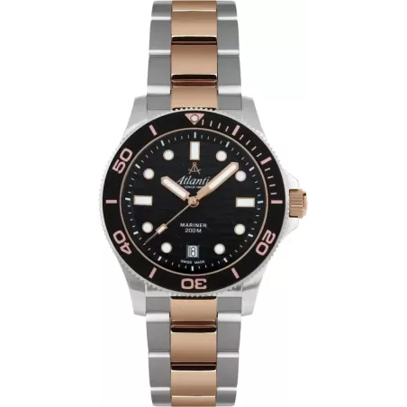 Часы Atlantic Mariner Quartz Wave Black Bicolor Rose Gold 81376.43.69R