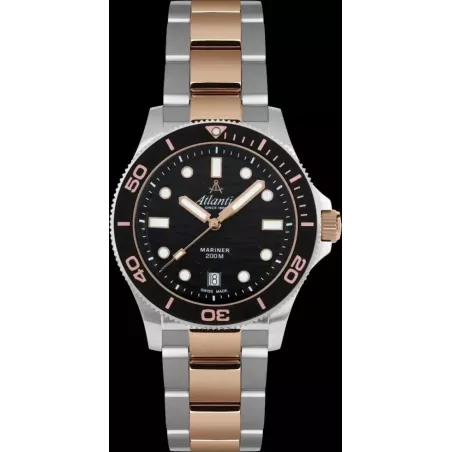 Часы Atlantic Mariner Quartz Wave Black Bicolor Rose Gold 81376.43.69R