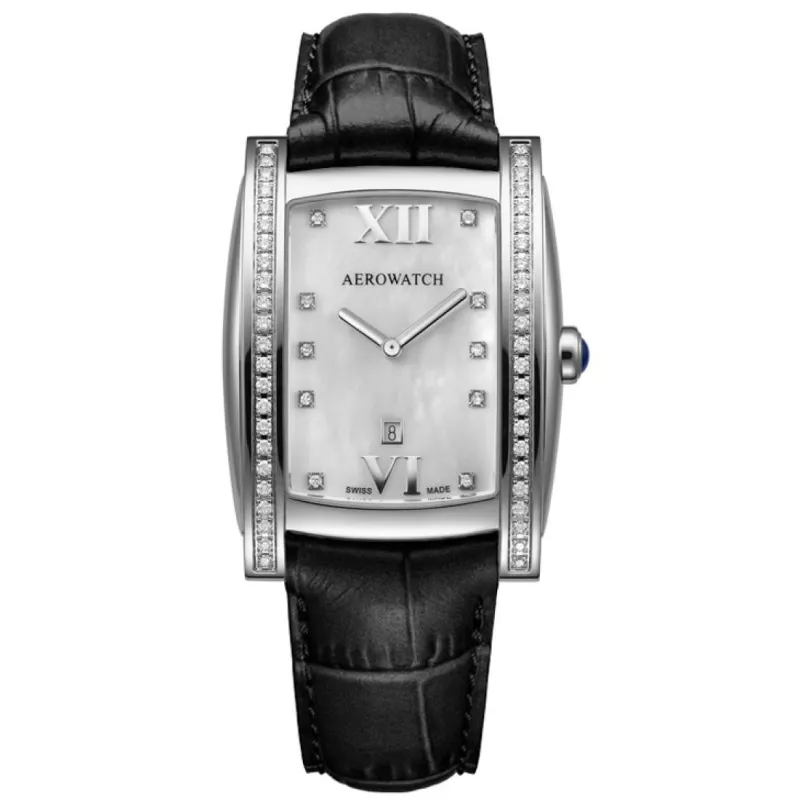03952AA01DIA black leather strap Жіночий наручний годинник Aerowatch