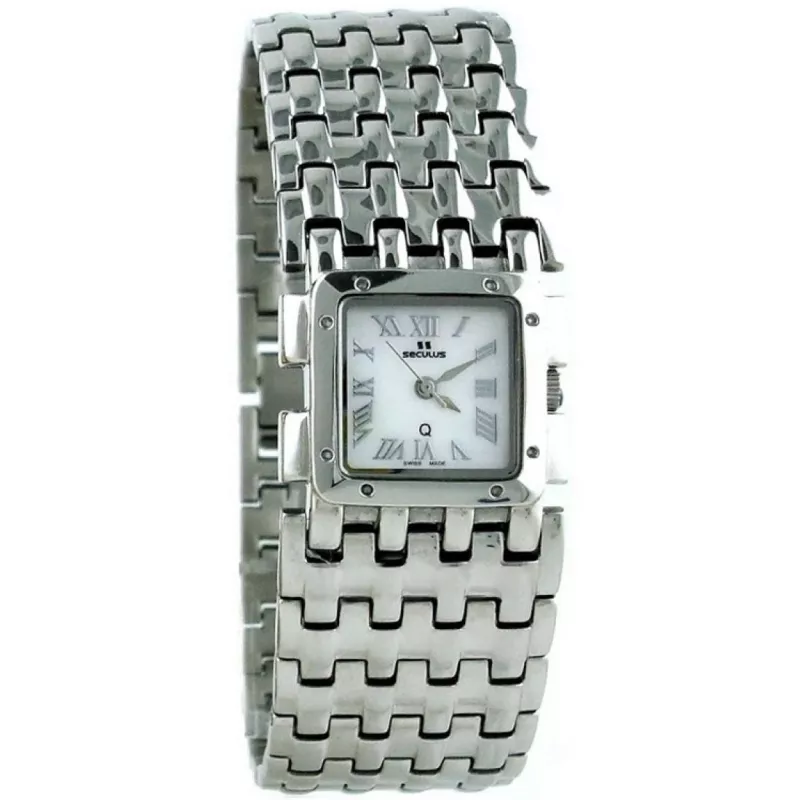 1644.2.763 ss case, white mop dial, ss bracelet Швейцарський годинник Seculus