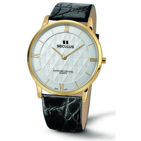 4455-1-106 white, pvd, black leather Швейцарський годинник Seculus