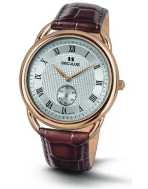 4483-2-1069 pvd-r case, white dial, brown leather Швейцарський годинник Seculus