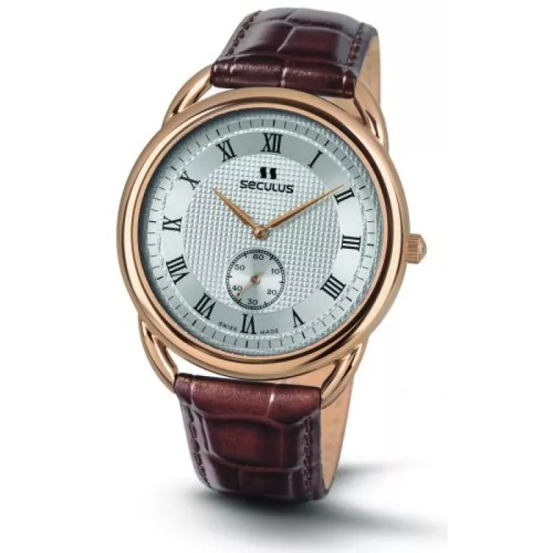 4483-2-1069 pvd-r case, white dial, brown leather Швейцарський годинник Seculus
