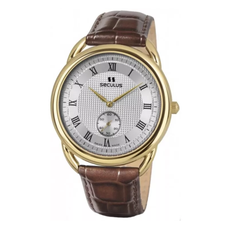 4483.2.1069 pvd-y, white dial, brown leather Швейцарський годинник Seculus