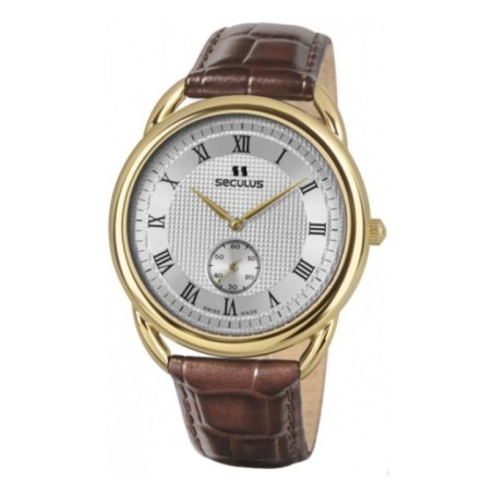 4483.2.1069 pvd-y, white dial, brown leather Швейцарський годинник Seculus