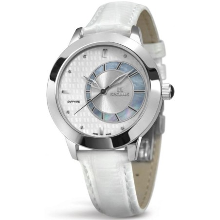 1671-2-1063 white mop, ss, white leather Швейцарський годинник Seculus