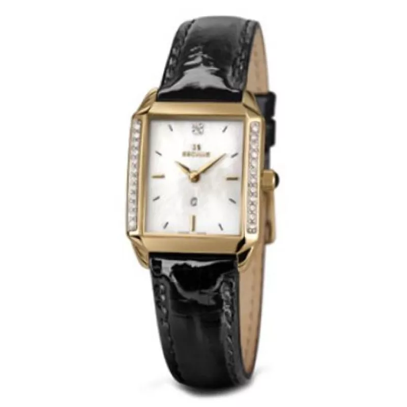 1676.2.762 mop, pvd swarovski stones, black leather Швейцарський годинник Seculus