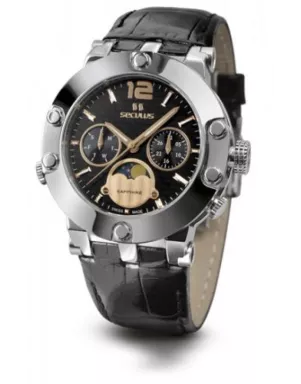 1690-5-706 black-rose, ss, black leather Швейцарський годинник Seculus