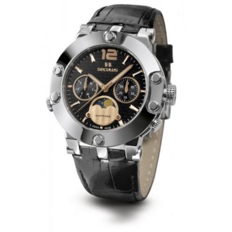 1690-5-706 black-rose, ss, black leather Швейцарський годинник Seculus
